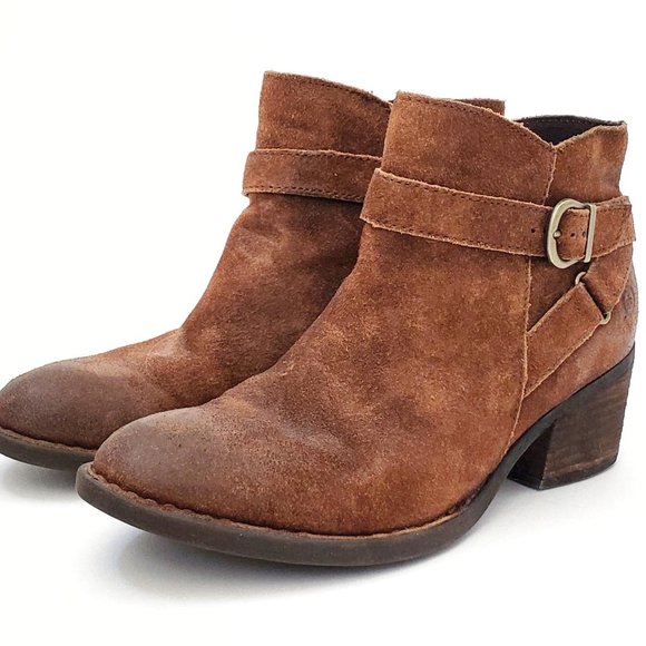 BORN Binghamton Tobacco Distressed Suede Booties F03726 | Ankle Boots in Rust - Picture 8 of 9